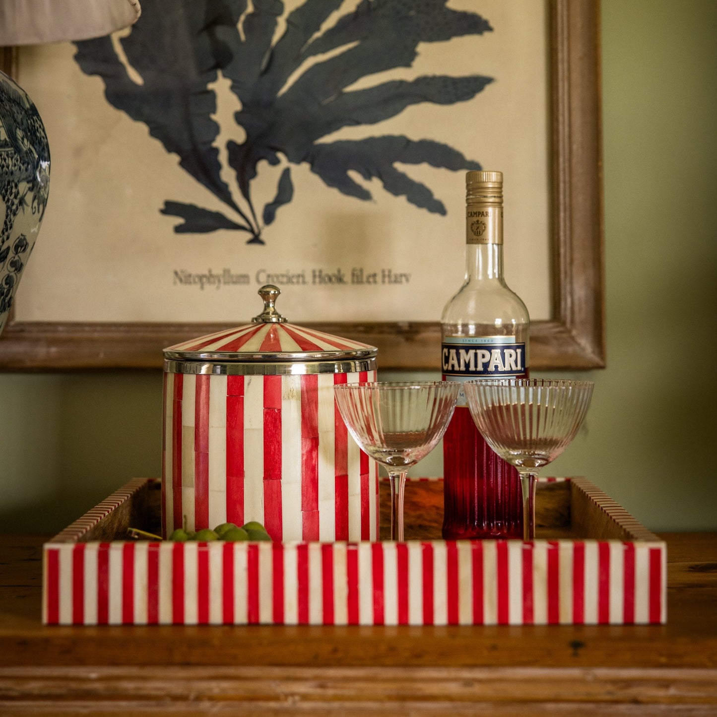 Square Inlay Tray | Large | Red | Striped