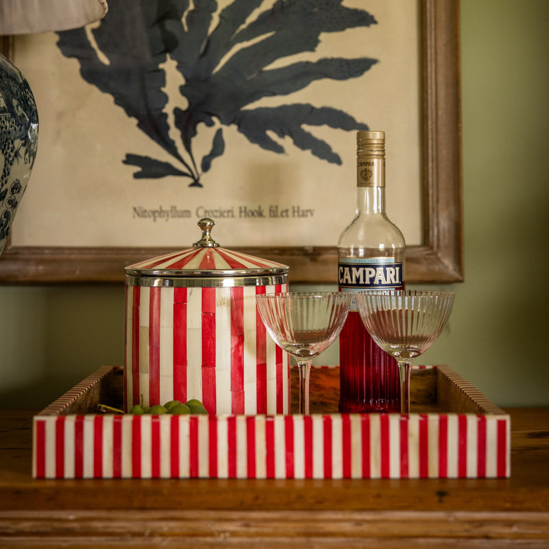 Square Inlay Tray | Large | Red | Striped