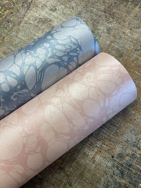 Marbled Wallpaper - 'Moucheté' - Col: Candytuft - Mica Coated Non-Woven