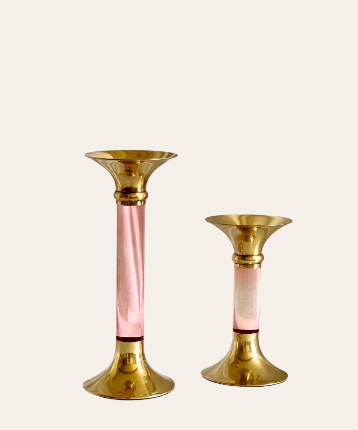 Brass and Acrylic Candleholder | Small | Rose Pink
