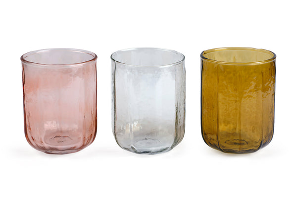 Hammered Water Glass , Brown - 4 X 3 Inches