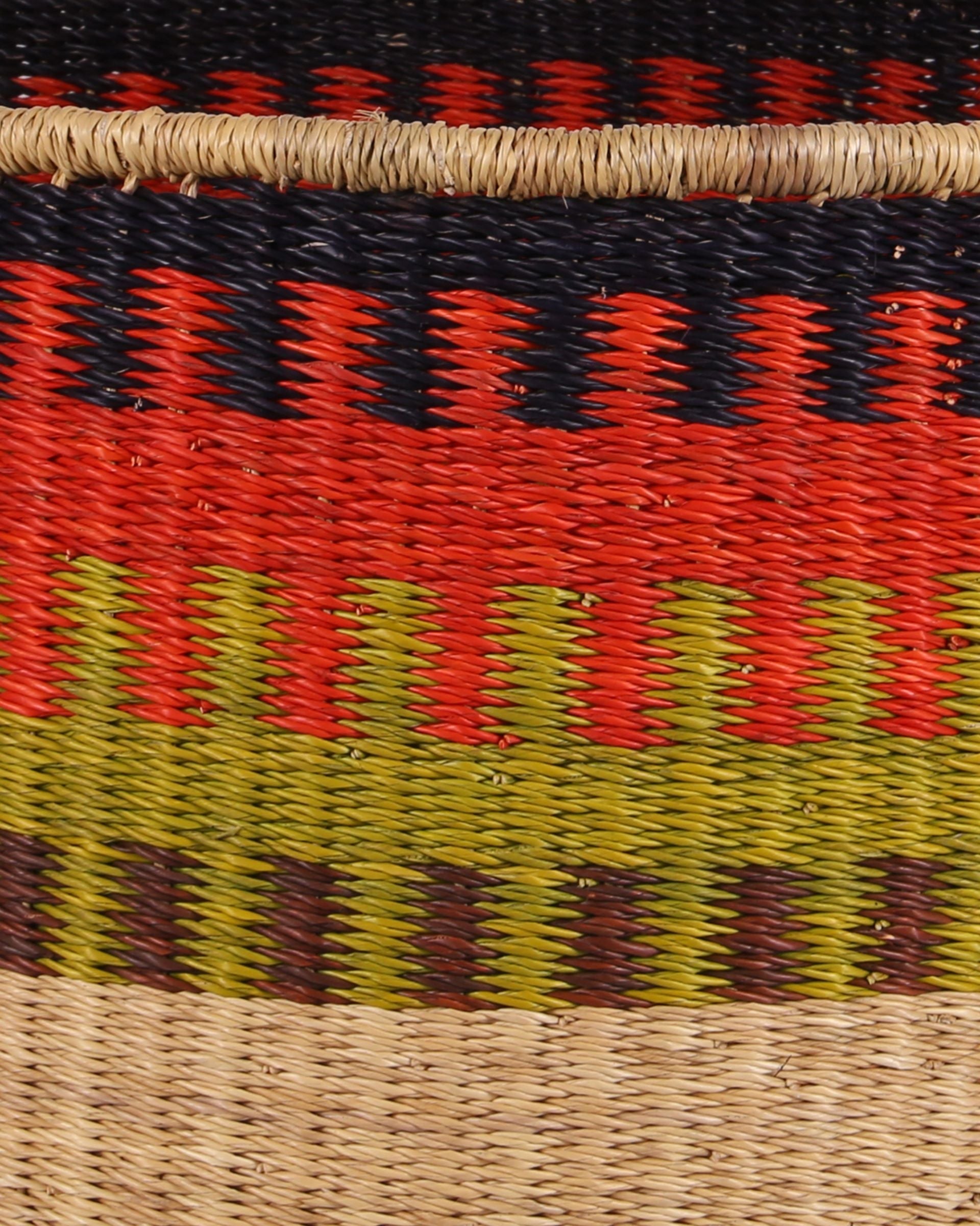 KWASHI: Large Orange, Green and Black Floor Storage Basket with Handles