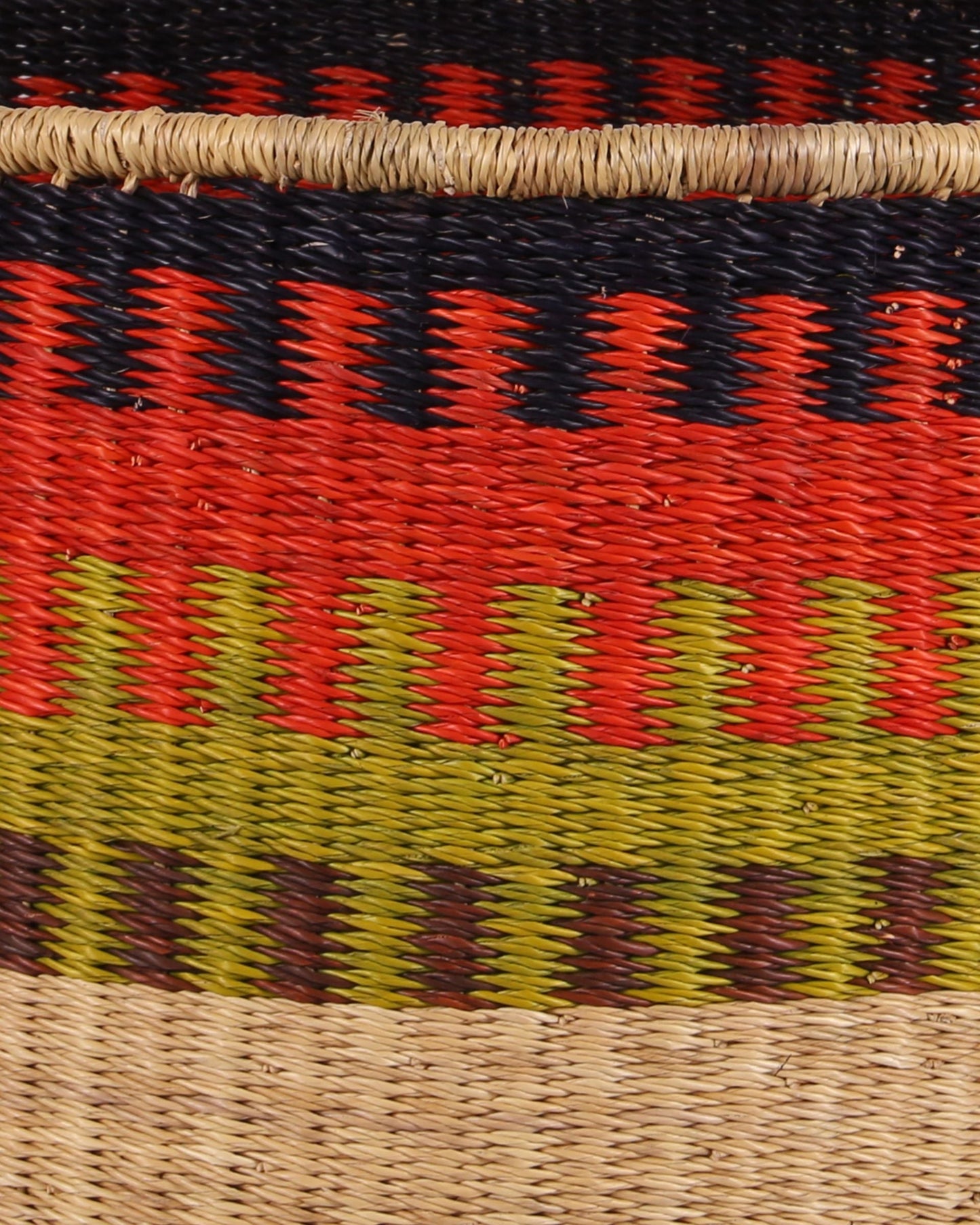 KWASHI: Large Orange, Green and Black Floor Storage Basket with Handles