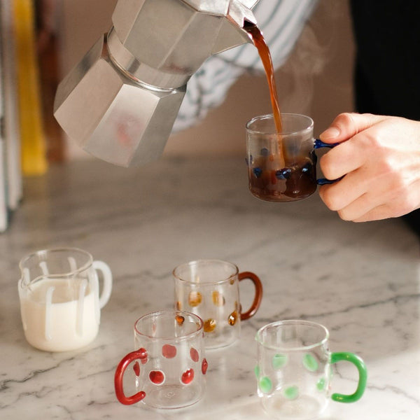 4oz Handblown Glass Espresso Cup - Red