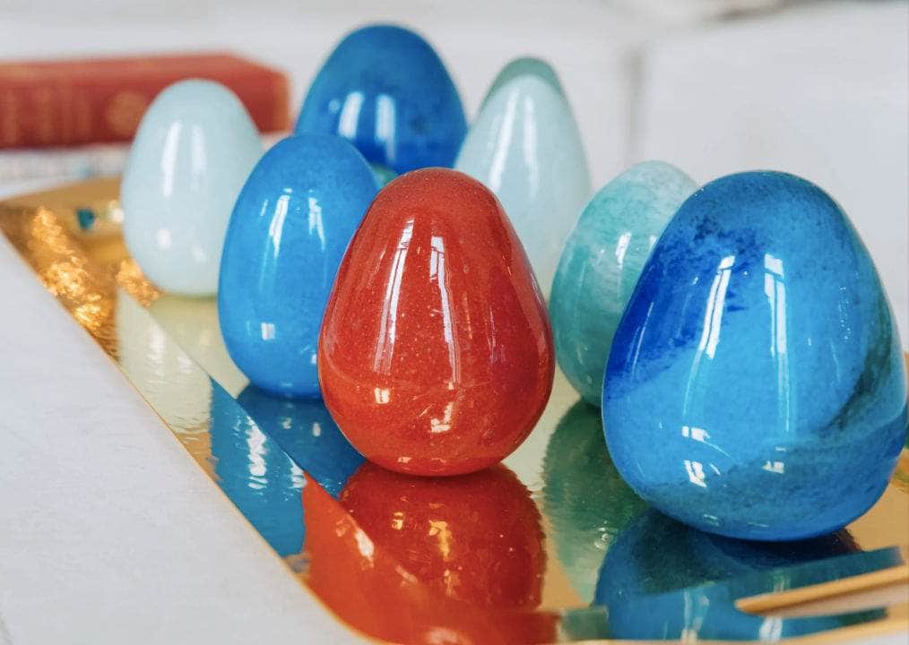 Anthologist Glass Easter Egg, Two-Tone Blue Large