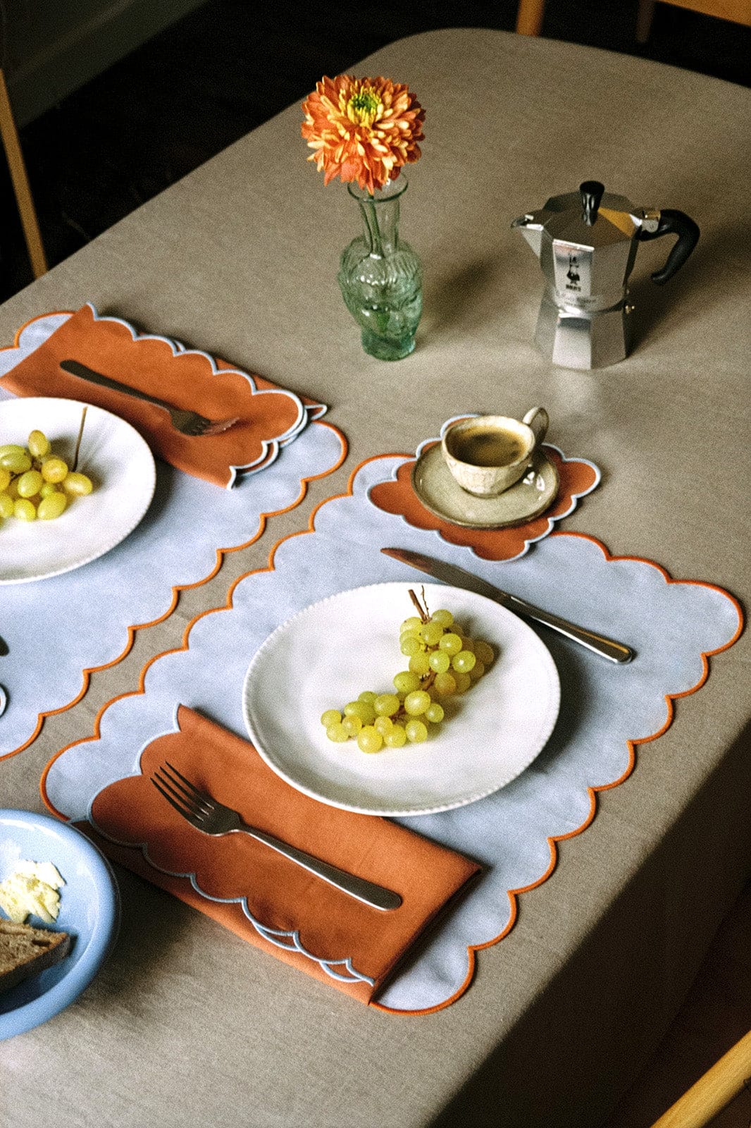 Zero-Waste Scalloped Linen Napkins tangerine - Set of 2