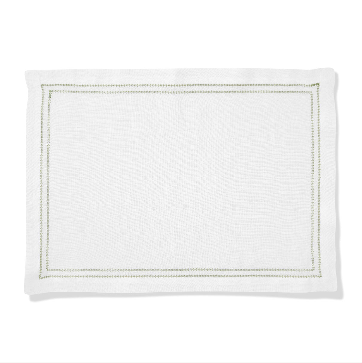 Set of Botanical Green Double Hemstitch Edge Placemats
