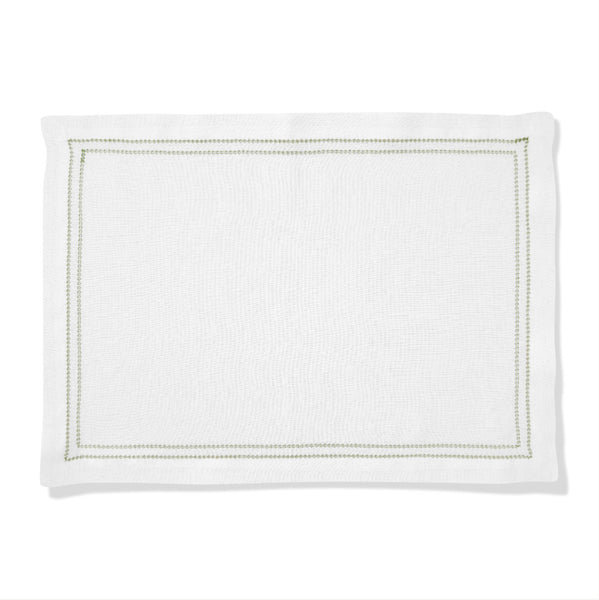 Set of Botanical Green Double Hemstitch Edge Placemats