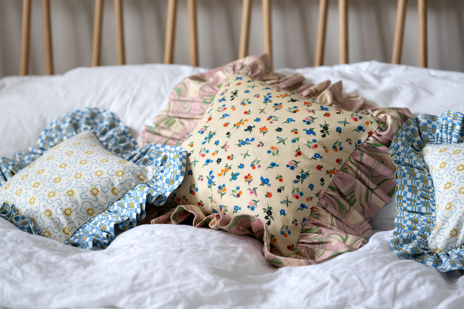 "Frilly Fancy" Cushion in Cream