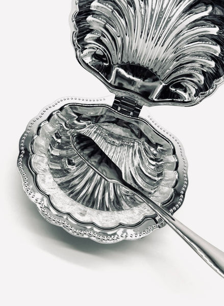 A Shell Butter Dish in Stainless Steel
