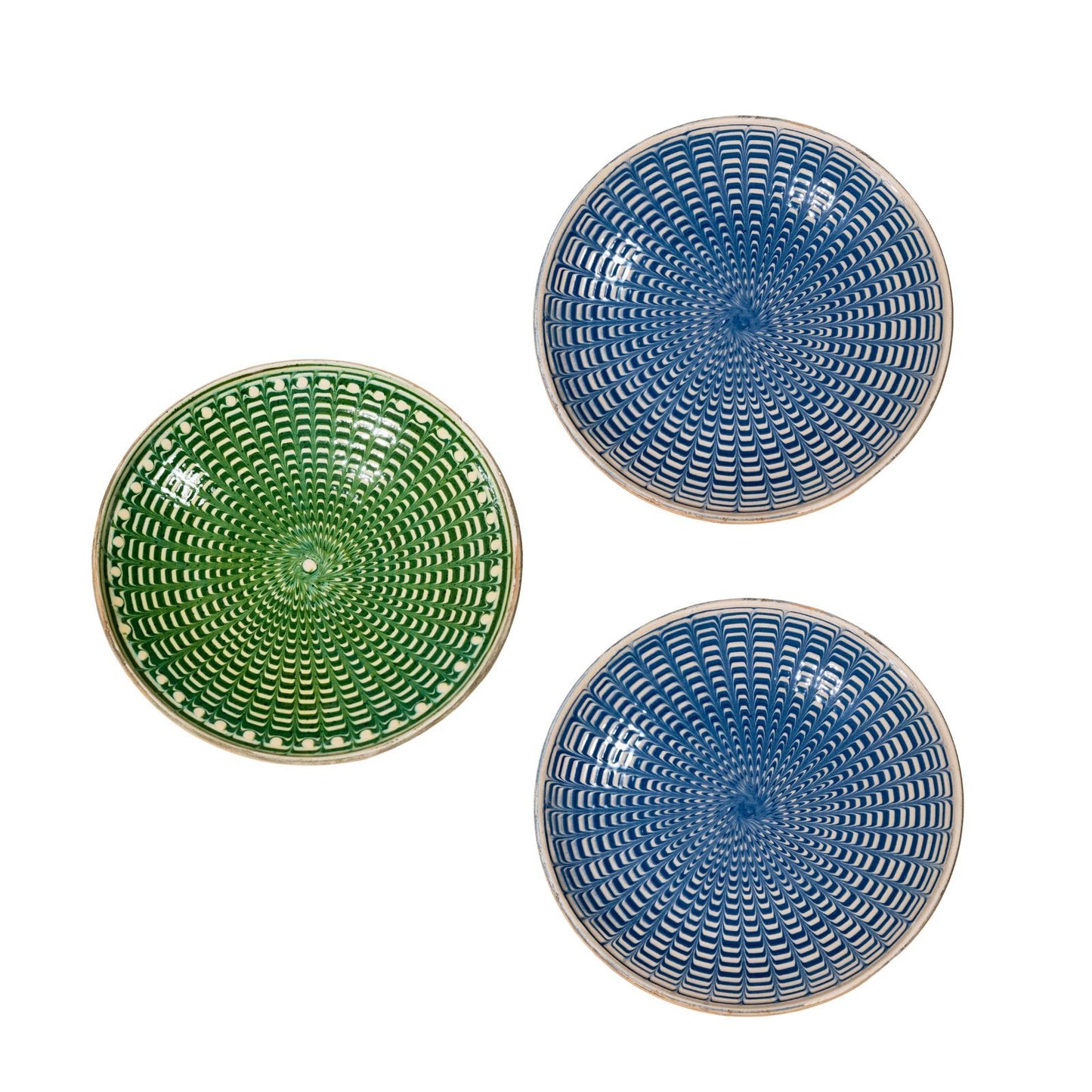 Artisanal Ceramic Hand Painted Plates Set of Three