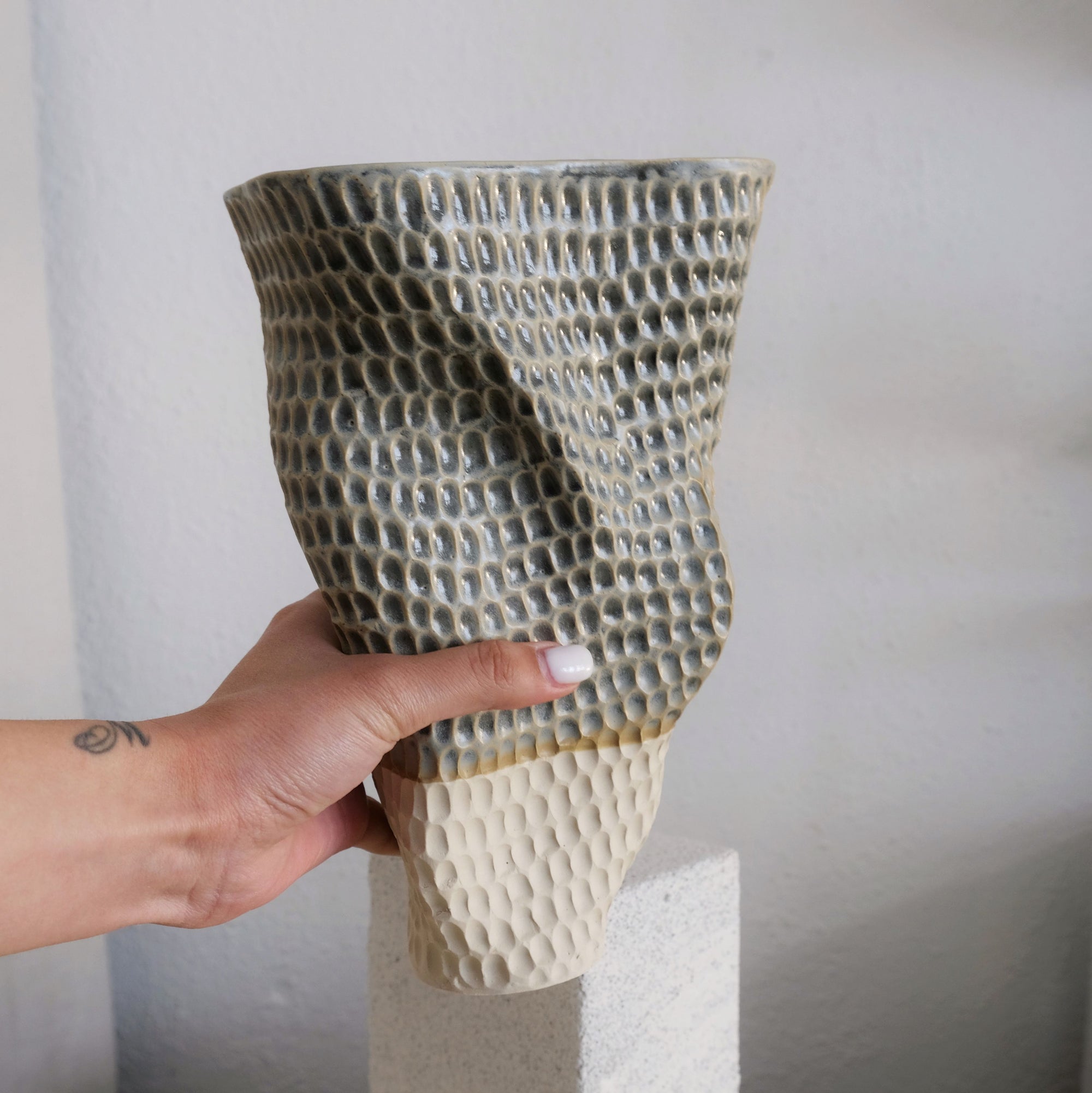 Luma - Carved Ceramic Vase - Everything Blue
