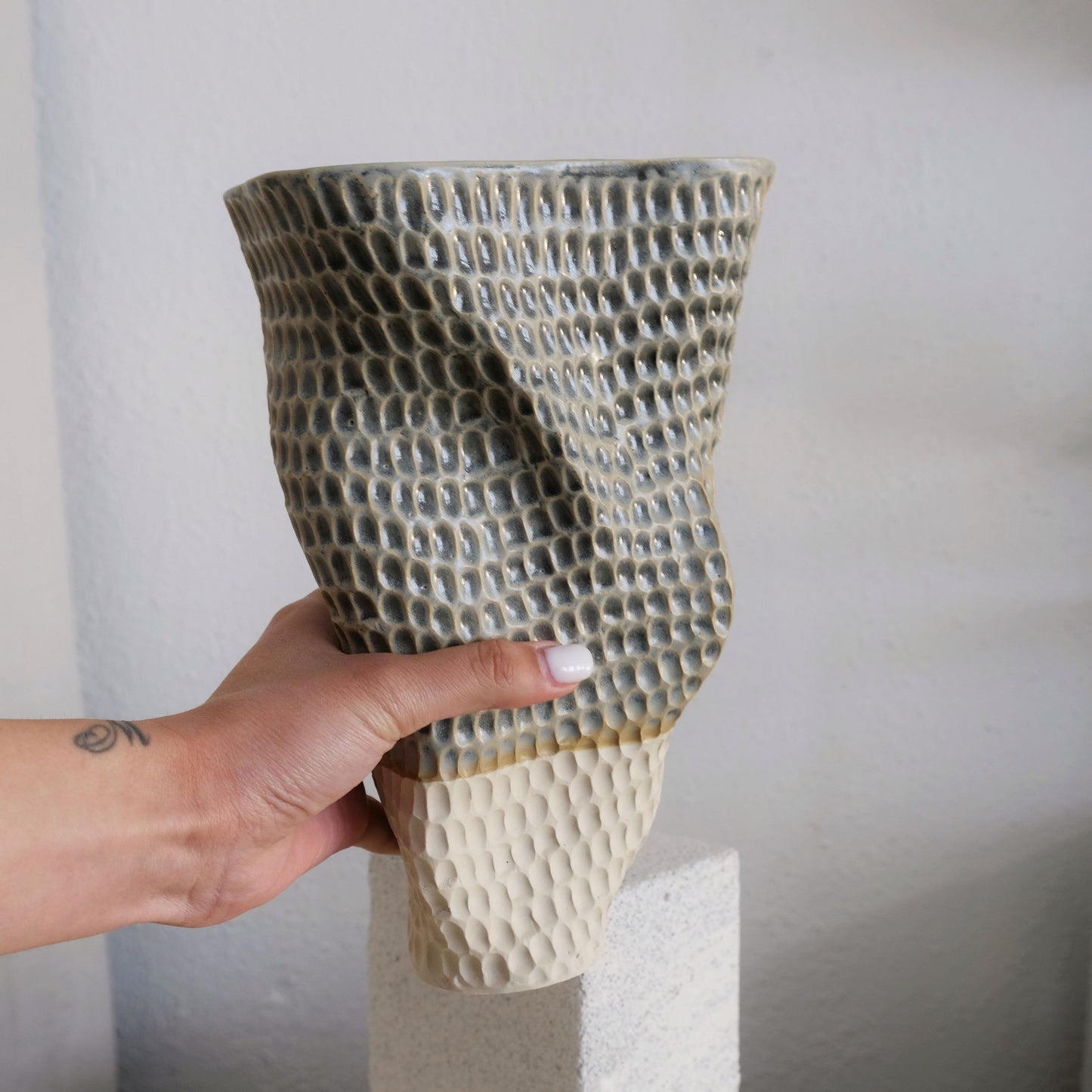 Luma - Carved Ceramic Vase - Everything Blue
