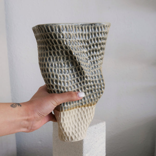 Luma - Carved Ceramic Vase - Everything Blue