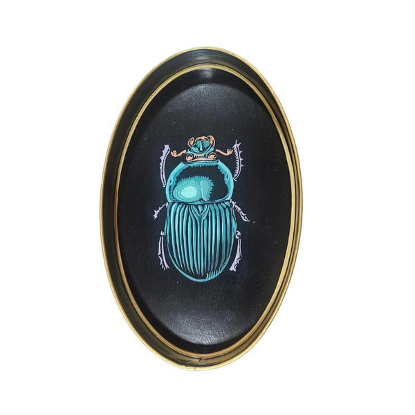 Hand-Painted Decorative Iron Tray - Beetle