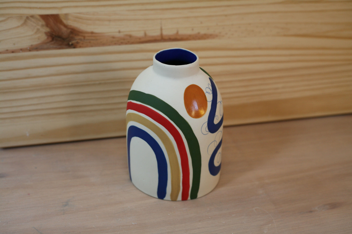 Porcelain Beehive Vase in Brushstroke