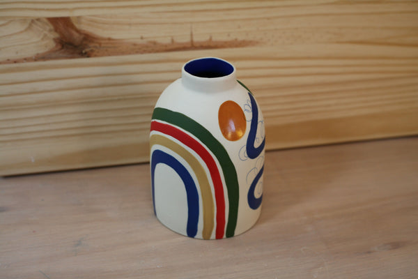 Porcelain Beehive Vase in Brushstroke