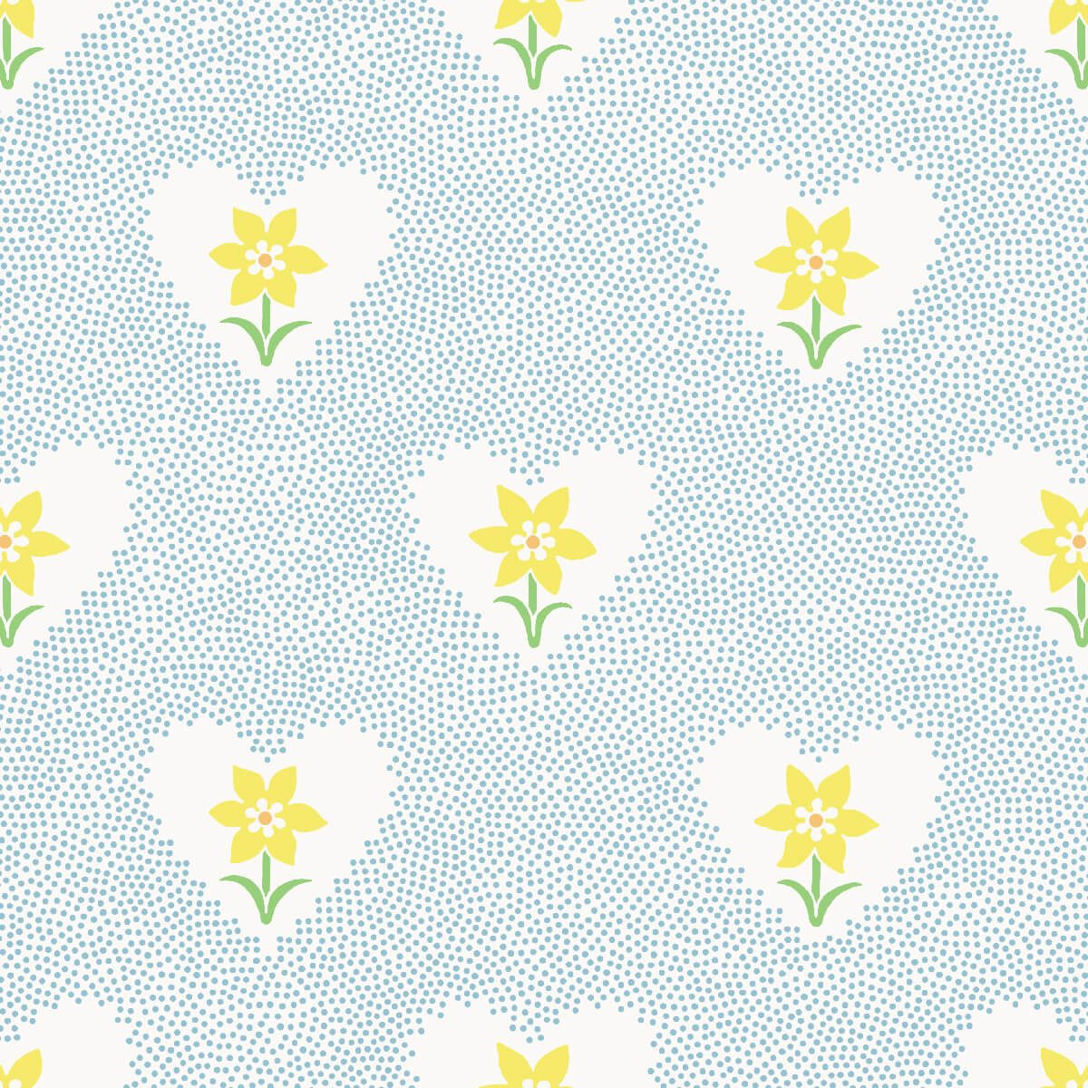 Daffodil Hearts Wallpaper - Sky Blue
