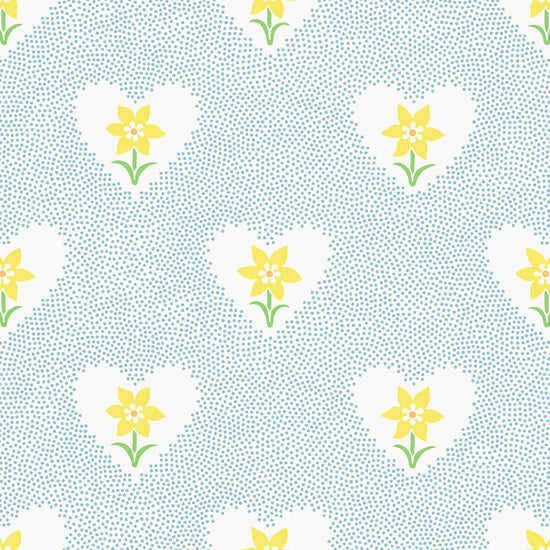 Daffodil Hearts Wallpaper - Sky Blue