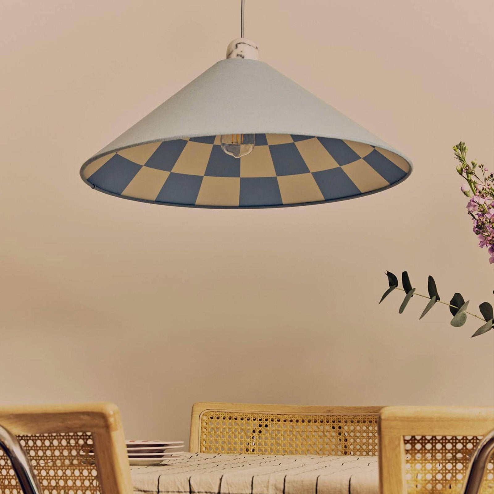 Damson Blue Checkered Cone Shade