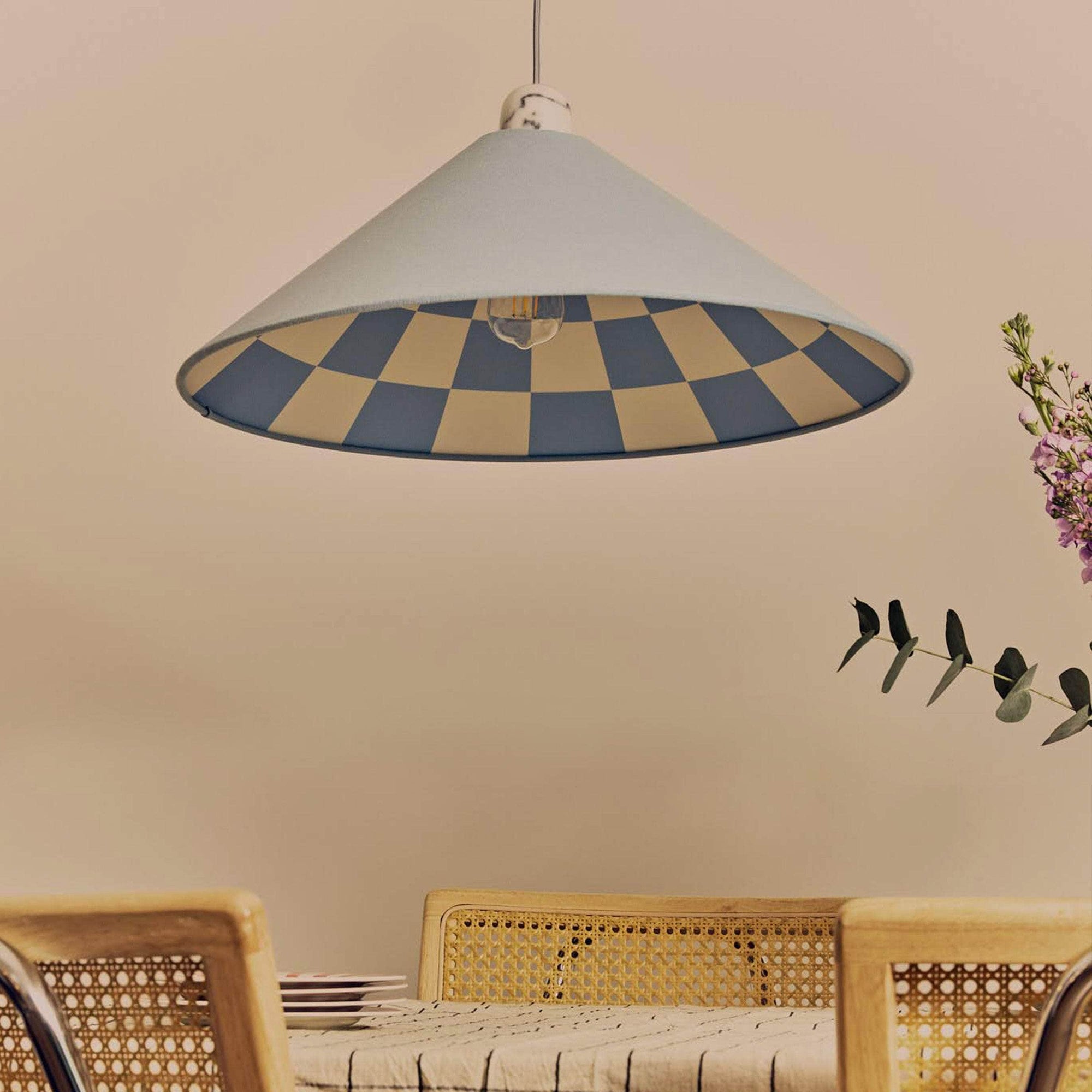 Damson Blue Checkered Cone Shade