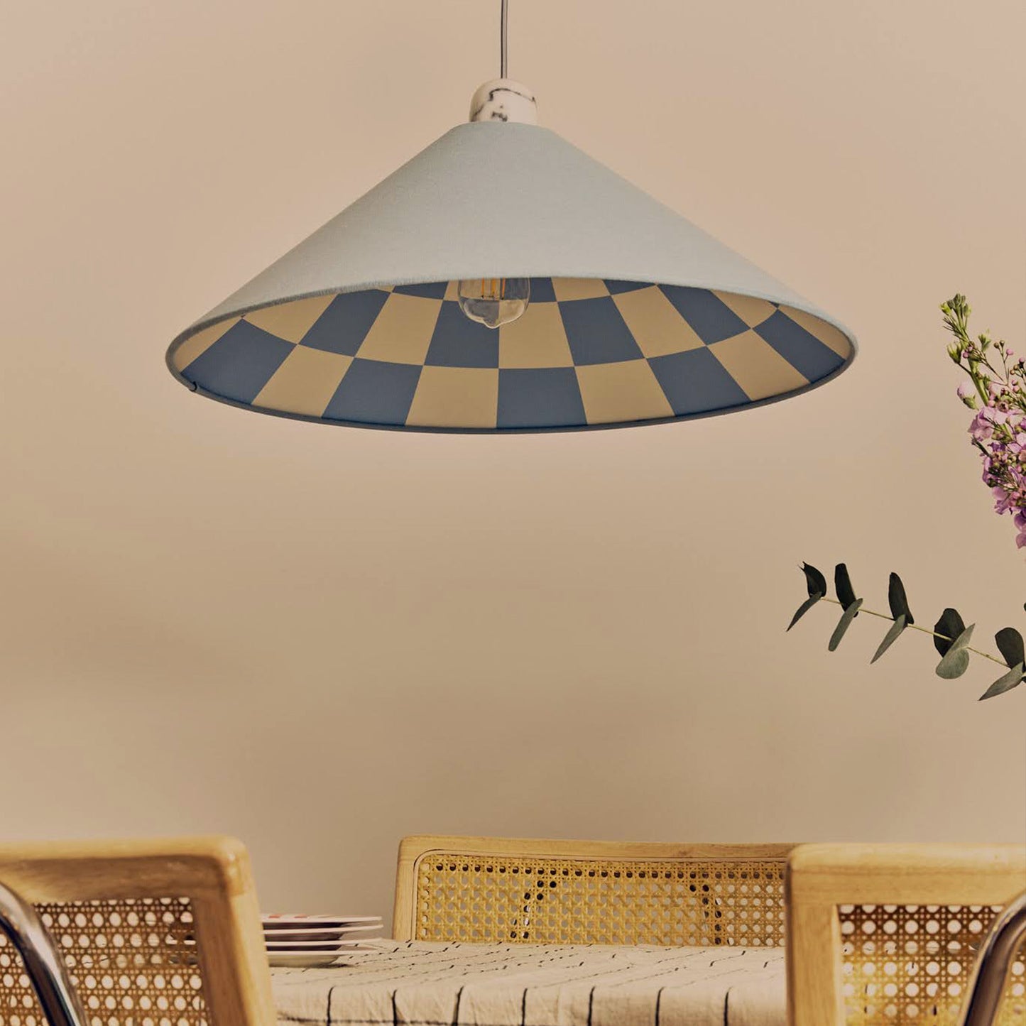 Damson Blue Checkered Cone Shade
