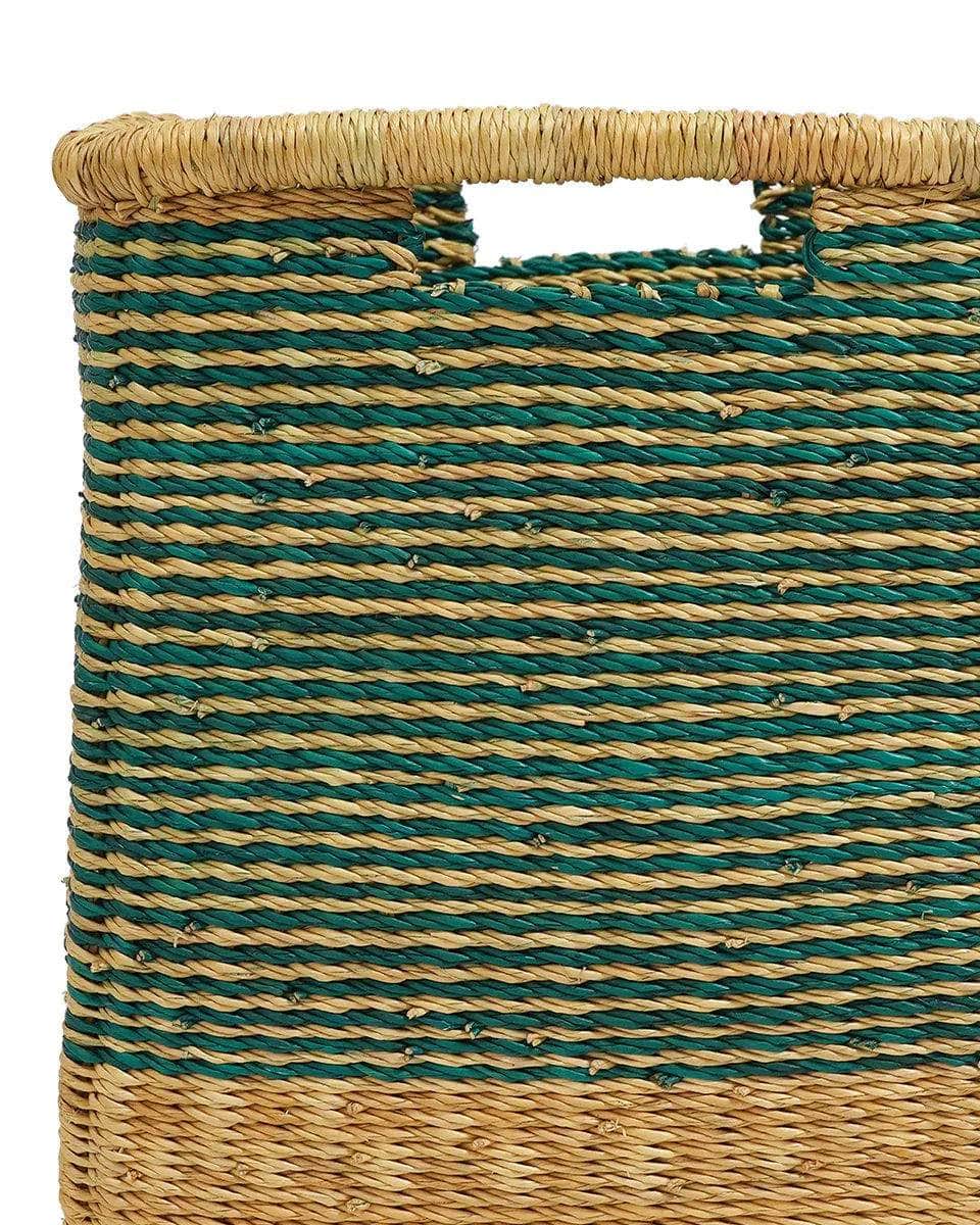 EFFIA: Green Striped Square Storage Basket