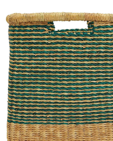 EFFIA: Green Striped Square Storage Basket