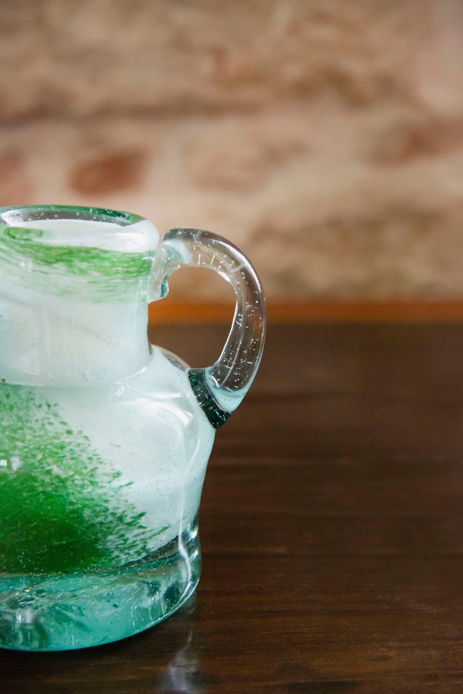 Blown Glass Amphora Vase, Green, Small