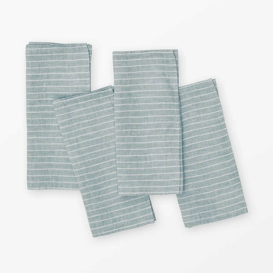 Linen Napkin Pine Stripe Blue - Set of 4