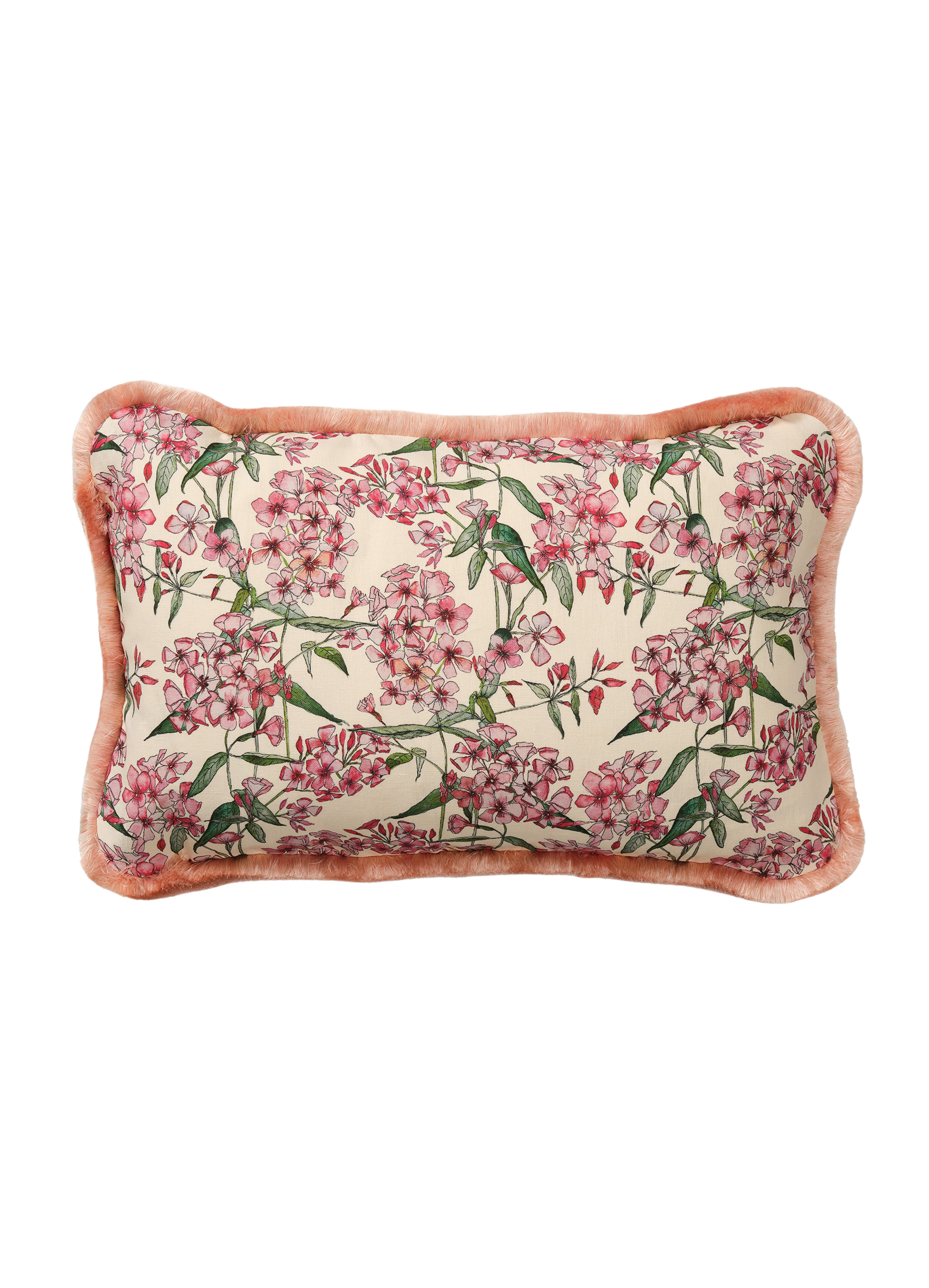 Pink Phlox Cushion with Pink Silk Trim