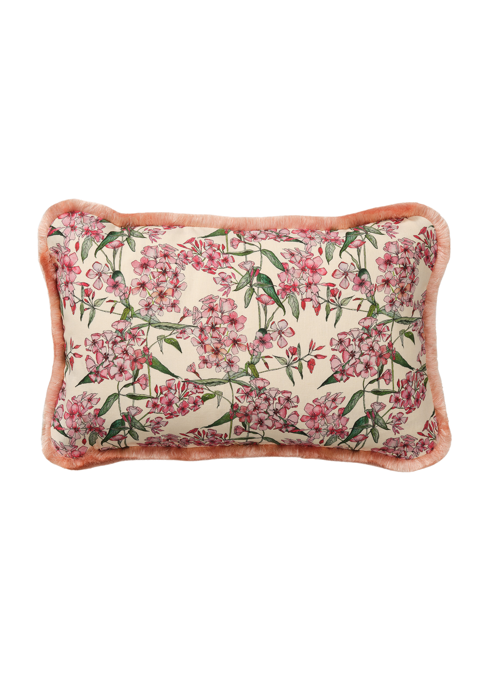Pink Phlox Cushion with Pink Silk Trim