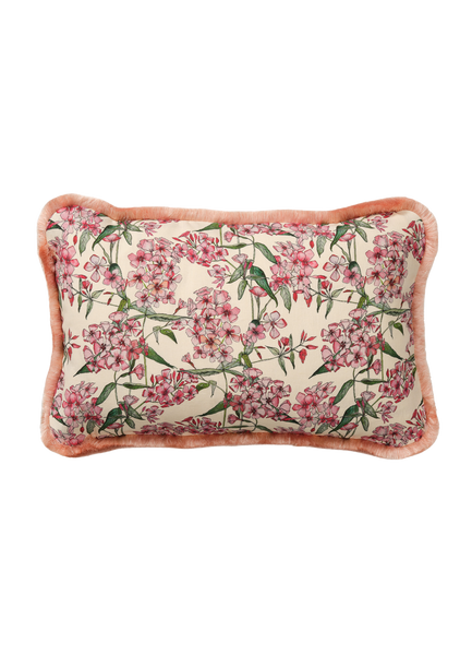 Pink Phlox Cushion with Pink Silk Trim