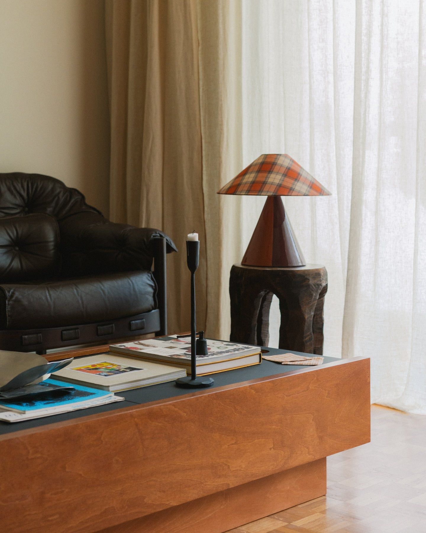 Caterina Cognac Tartan Table Lamp