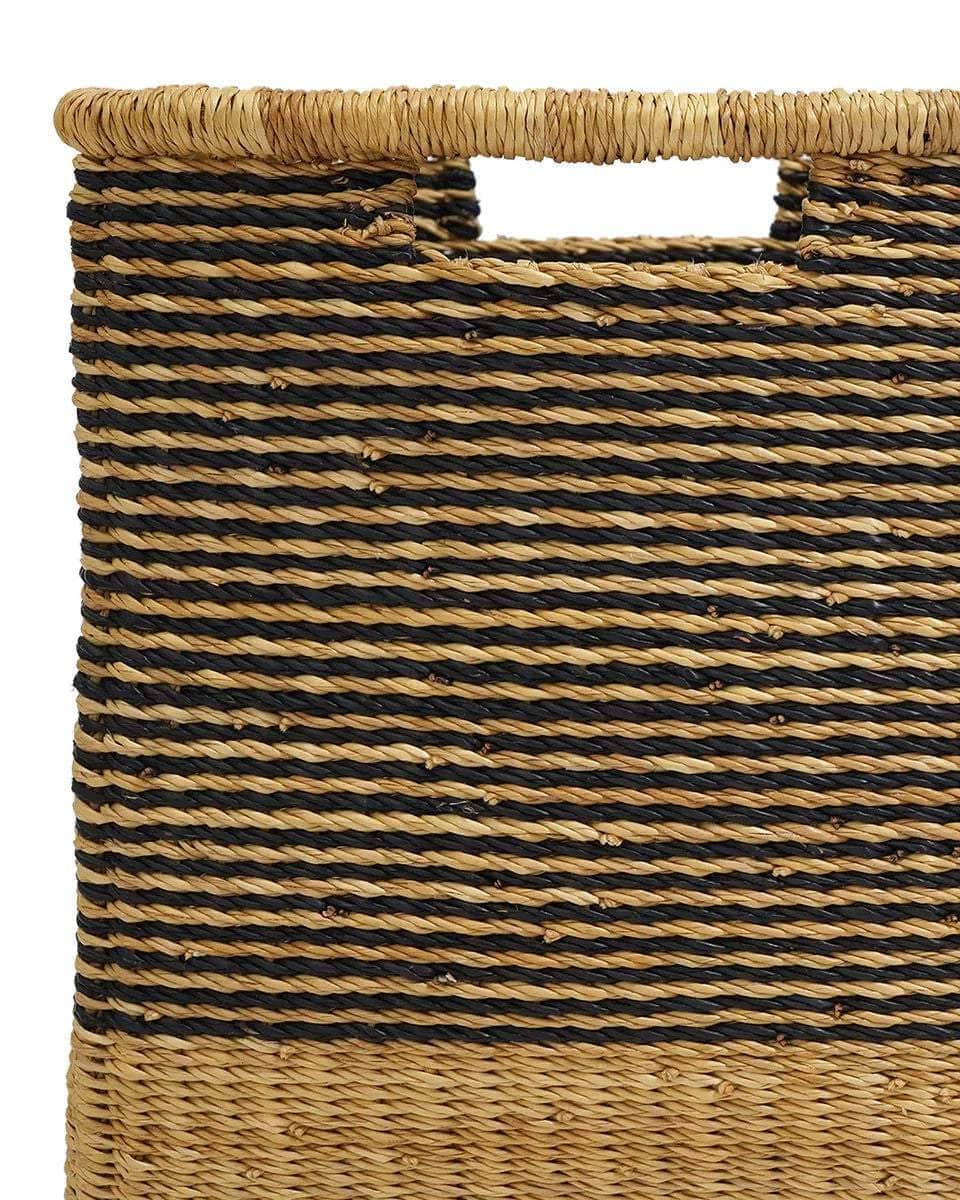 OBUASI: Black Striped Square Storage Basket