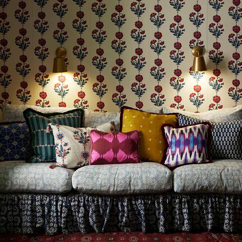 Cushion Brushed Fringe Luna in Blue Pink