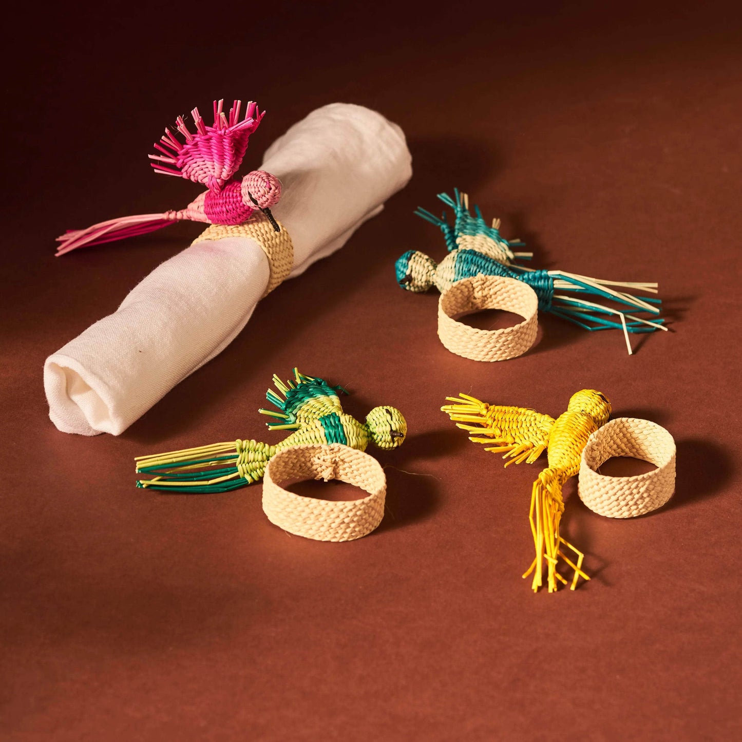 Palmito Multi Coloured Hummingbird Napkin Rings Set of 4 Maison Flaneur