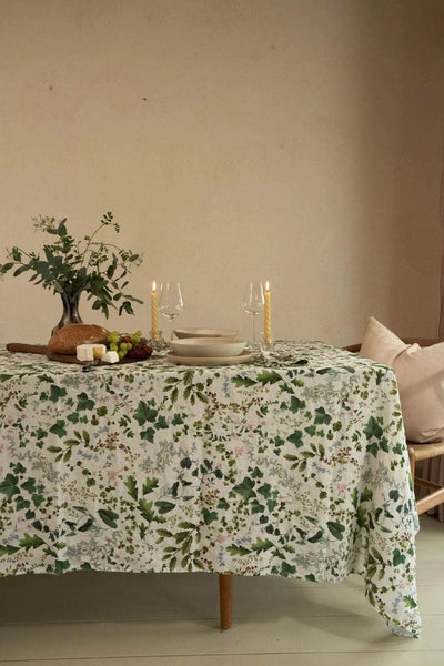 Winter Wildflowers Linen Tablecloth