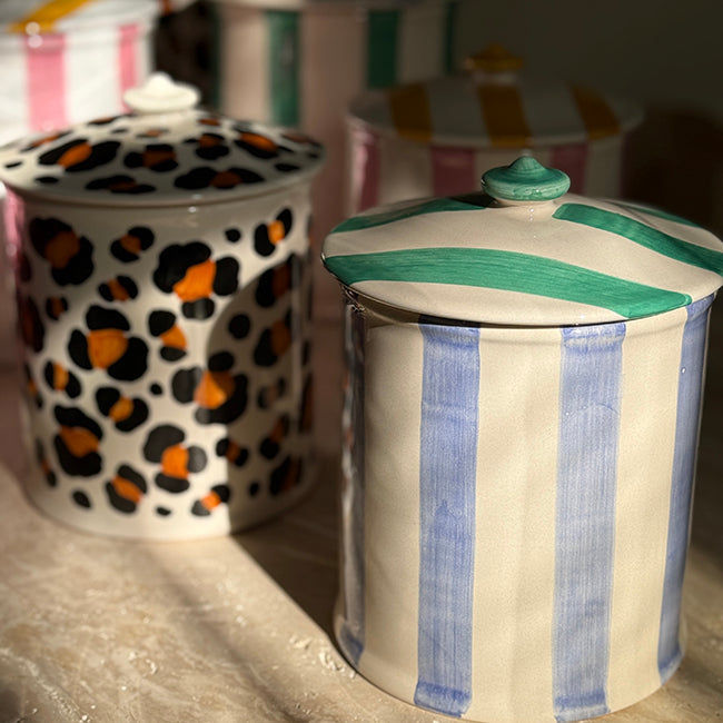 Blue Striped Jar S