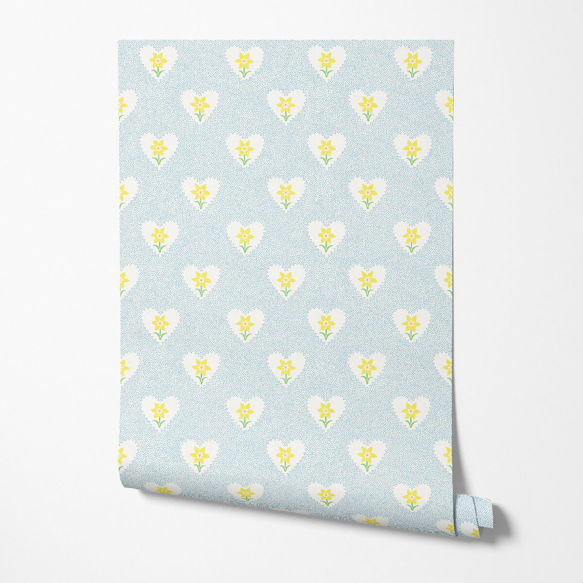 Daffodil Hearts Wallpaper - Sky Blue