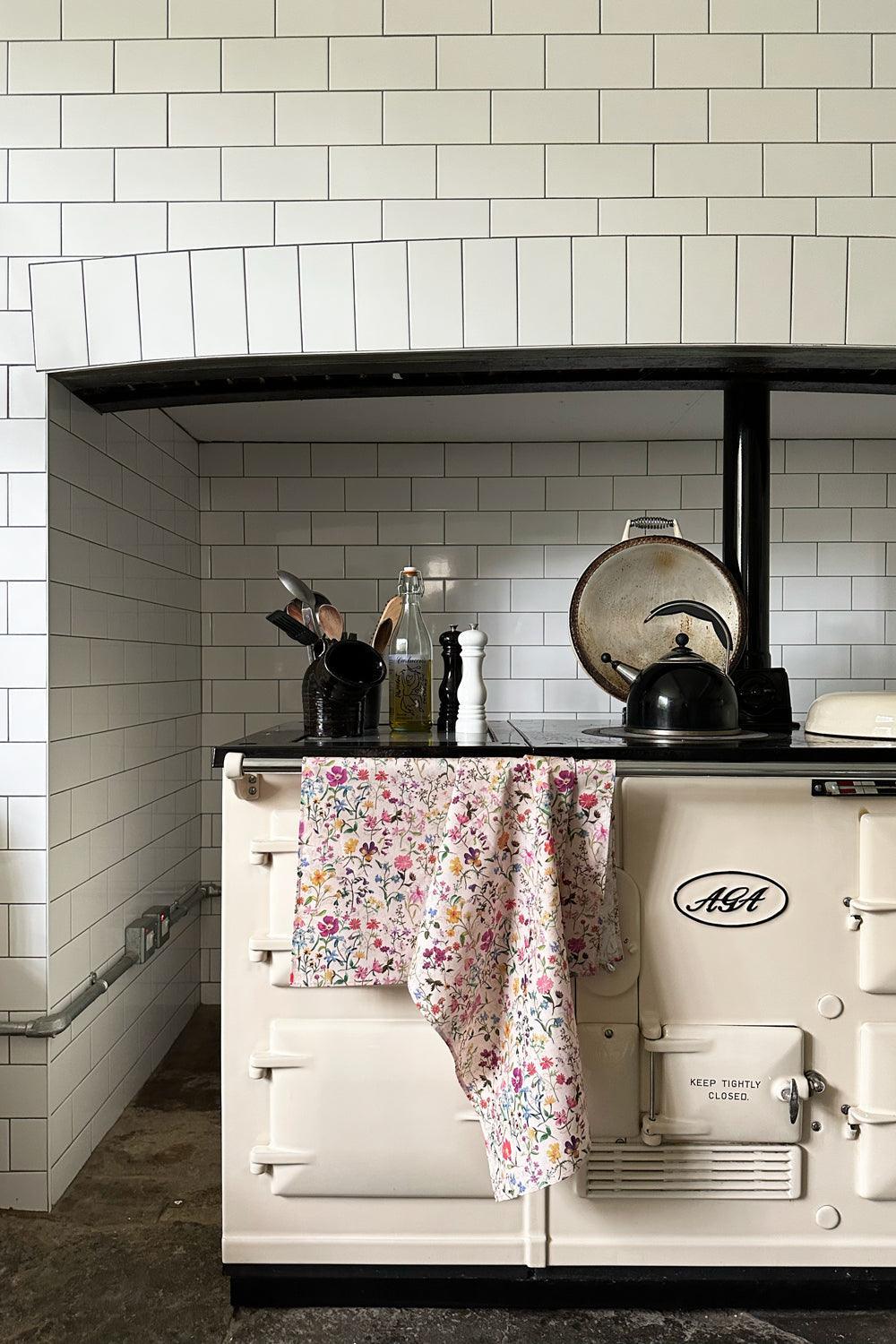 Tea Towel made with Liberty Fabric LINEN GARDEN