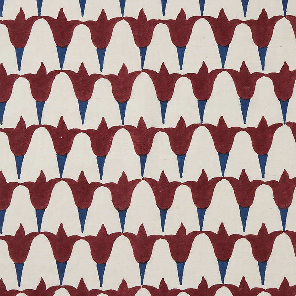 Tulip Block Printed Fabric Linen/Cotton Iron/Indigo