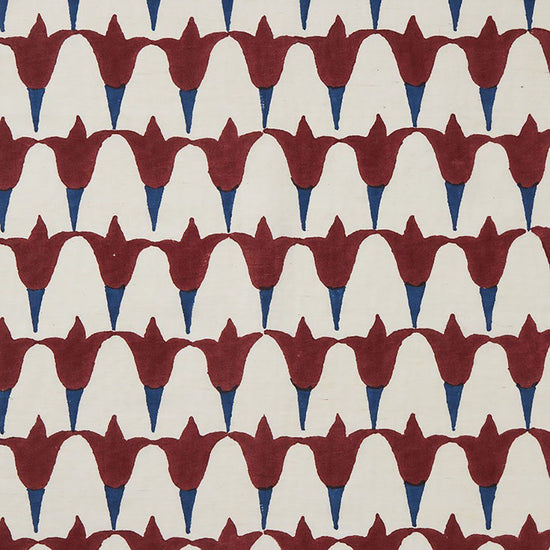 Tulip Block Printed Fabric Linen/Cotton Iron/Indigo