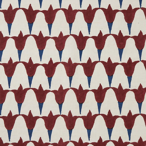 Tulip Block Printed Fabric Linen/Cotton Iron/Indigo