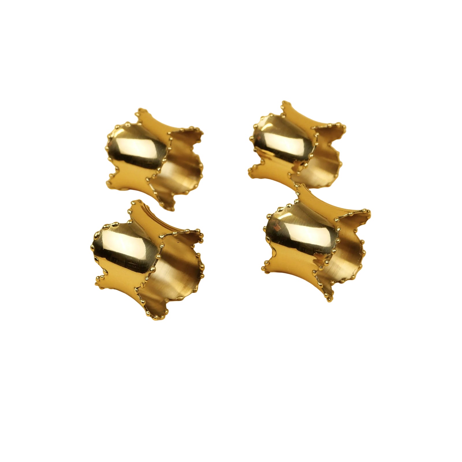 Brass Napkin Ring Scalloped Set of 4