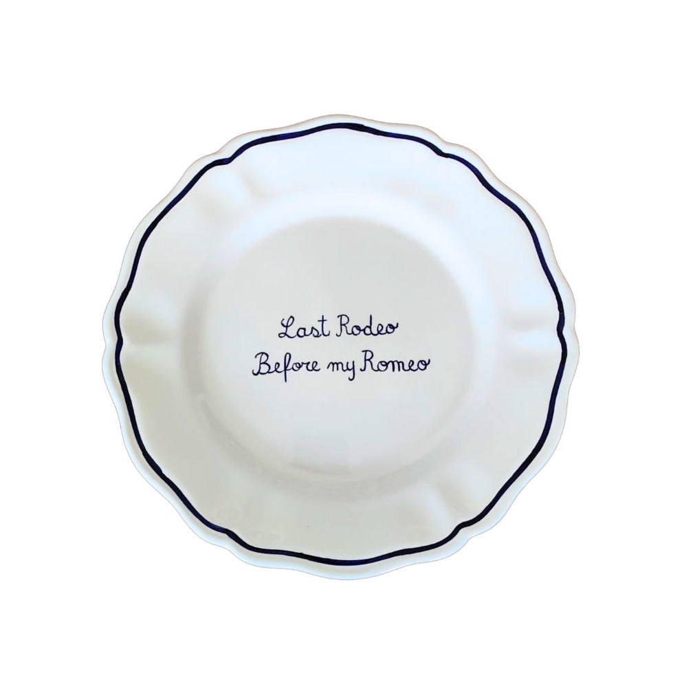 Sveva's Home "Last Rodeo before my Romeo" Ceramic Scalloped Plate Set of 4
