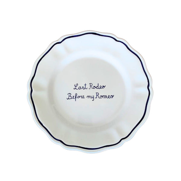 Sveva's Home "Last Rodeo before my Romeo" Ceramic Scalloped Plate Set of 4