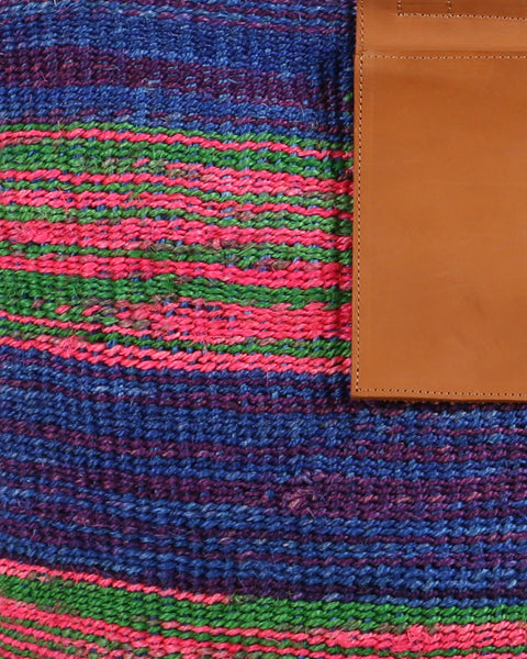 MAWINGU: Blue, Pink and Green Woven Weekend Bag