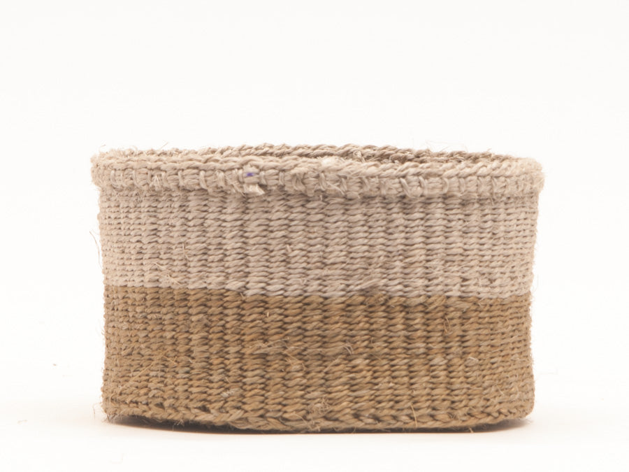 CHALI: Brown & Grey Colour Block Woven Basket