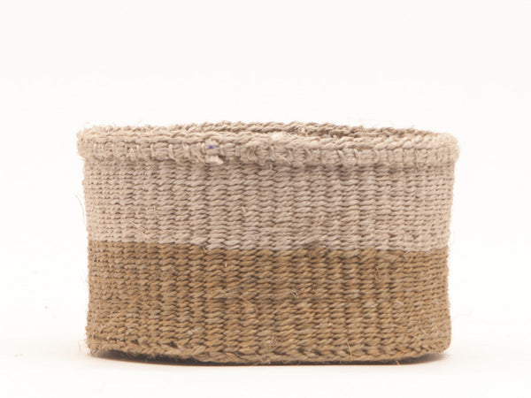 CHALI: Brown & Grey Colour Block Woven Basket